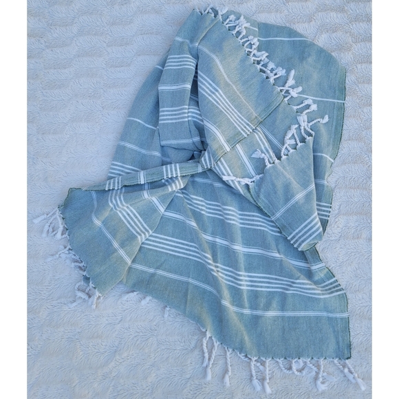 Aubrey personalized Turkish green striped Beach Towel blanket - Picture 10 of 16